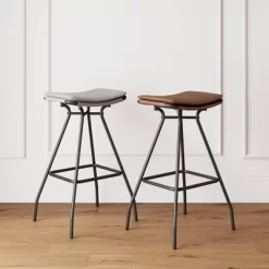 Dominique Upholstered Counter Height Barstool Distressed Dark Brown/Matte Black - Nathan James -Online Furniture Store GUEST 63f8a279 1bd4 4975 86d2 f7d5813df924