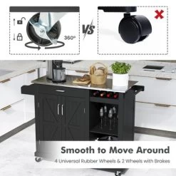 Costway Kitchen Island Cart Rolling Utility Trolley Stainless Steel Top Wine Rack 17 Costway Kitchen Island Cart Rolling Utility Trolley Stainless Steel Top Wine Rack -Online Furniture Store GUEST 65536ec1 6e36 4e9b bfcb d981e010e8be