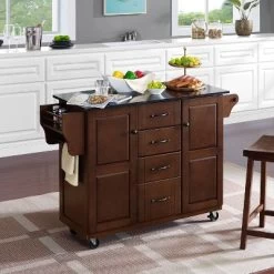 Eleanor Granite Top Kitchen Cart Mahogany/Black - Crosley -Online Furniture Store GUEST 65b4e044 da08 4612 9db6 912abeb9973a