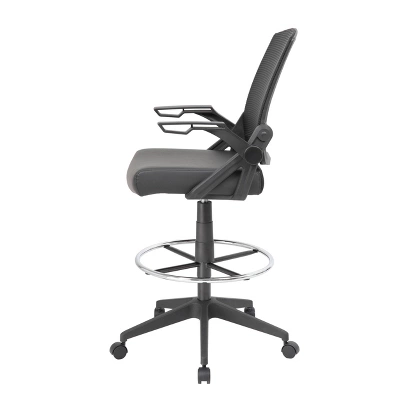 Drafting Stool With Flip Arms Mesh Black - Boss Office Products 4 Drafting Stool With Flip Arms Mesh Black - Boss Office Products - Image 4