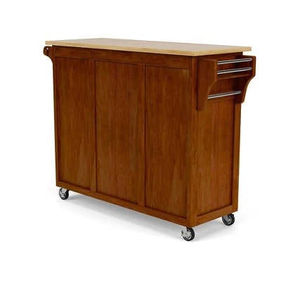 Create - A - Cart Kitchen Cart With Natural Top Cherry - Homestyles 4 Create - A - Cart Kitchen Cart With Natural Top Cherry - Homestyles - Image 4