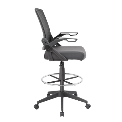 Drafting Stool With Flip Arms Mesh Black - Boss Office Products 2 Drafting Stool With Flip Arms Mesh Black - Boss Office Products - Image 2