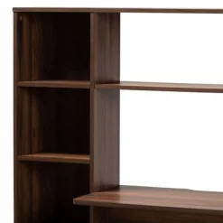 Ezra Wood Storage Computer Desk With Shelves Walnut - Baxton Studio -Online Furniture Store GUEST 689cc118 a4cc 443f be99 36c684eb3632