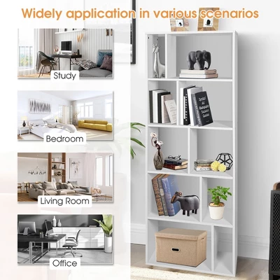 Costway 5-tier Wood Bookcase 66'' Tall Open Storage Shelf Display Rack W/10 Compartments 6 Costway 5-tier Wood Bookcase 66'' Tall Open Storage Shelf Display Rack W/10 Compartments - Image 6