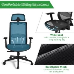 Tangkula High Back Mesh Office Chair Ergonomic Executive Chair Swivel Computer Task Chair W/ Headrest Black/ Gray -Online Furniture Store GUEST 699f5d07 c3a7 4676 a9a7 f7befe01ccc0