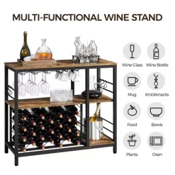 Yaheetech Home Bar Industrial Wine Rack Table With Glass Holder, Wine Bar Cabinet, Rustic Brown -Online Furniture Store GUEST 6a3d2b8c 2f64 4b13 9bd2 2cce88143eed