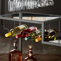 Estelle Step Tier Metal And Glass Bar Cart - Inspire Q -Online Furniture Store GUEST 6a64d623 1b4f 4995 8f9d b764eaf9f09b