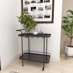 Contemporary Metal Bar Cart Black - Olivia & May -Online Furniture Store GUEST 6b1b2a38 1d21 41e0 89a1 2ec20720c774