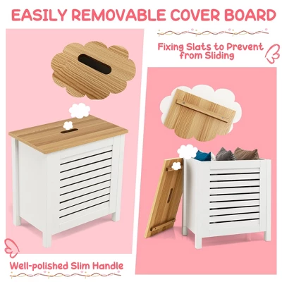 Costway Wooden Toy Storage Organizer Kids Toy Chest W/Lid For Kindergarten Bedroom White 8 Costway Wooden Toy Storage Organizer Kids Toy Chest W/Lid For Kindergarten Bedroom White - Image 8