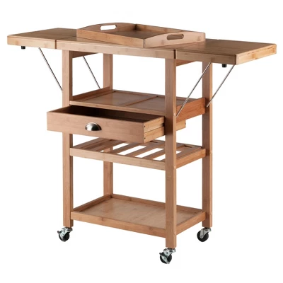 Barton Kitchen Cart Bamboo Natural - Winsome 1 Barton Kitchen Cart Bamboo Natural - Winsome