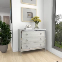Glam Painted Wood And Mirror Chest White - Olivia & May -Online Furniture Store GUEST 6cbcf1b5 06c0 4d40 9848 e567df0d6bb8