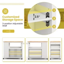 Costway Kitchen Island Trolley Cart On Wheels With Storage Open Shelves & Drawer White/Brown 15 Costway Kitchen Island Trolley Cart On Wheels With Storage Open Shelves & Drawer White/Brown -Online Furniture Store GUEST 6cd29548 0de8 417b a3ce 90f3a4afeac5