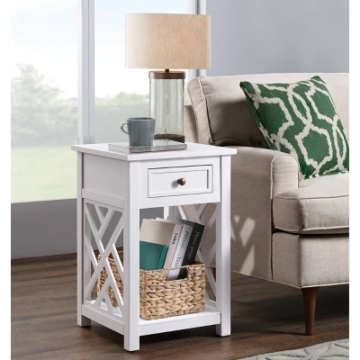 Middlebury Wood End Table With Drawer White - Alaterre Furniture 9 Middlebury Wood End Table With Drawer White - Alaterre Furniture - Image 9
