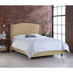 Palermo Upholstered Nail Button Wingback Bed - Skyline Furniture