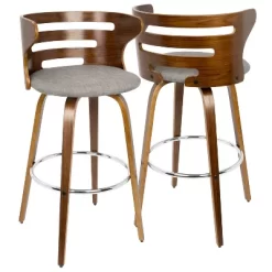 Set Of 2 Cosini Mid Century Modern Barstools With Swivel Gray - LumiSource