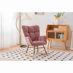 Epping Nursery Rocking Chair,Velvet Upholstered Glider Rocker Rocking Accent Chair,Wingback Rocking Chairs-Maison Boucle