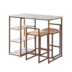 Marmo Breakfast Table Dining Set With Faux Marble Top Brass - Teamson Home -Online Furniture Store GUEST 6e49b915 40fd 4c59 ae24 096c765c4f15