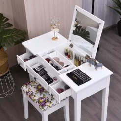 Costway Vanity Dressing Table Flip Top 7 Compartments Makeup Desk -Online Furniture Store GUEST 6e627ef3 27f0 44b5 8fbe 56711b9f09a4