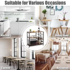 Costway Rolling Industrial Kitchen Baker's Rack Wood Black -Online Furniture Store GUEST 6e834b4e 2341 42c5 b151 4157db2249cf