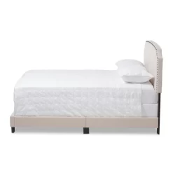 Online Furniture Store 47 Odette Modern And Contemporary Fabric Upholstered Bed Light Beige - Baxton Studio