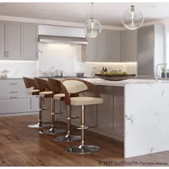 Set Of 2 Pino Upholstered Barstools Cream/Walnut - Lumisource -Online Furniture Store GUEST 6fae1c63 4fb7 48b3 9917 592016488be6