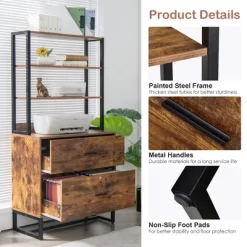 Costway 2 Drawer Vertical File Cabinet W/Lock & Bookshelf, Letter Size Filing Cabinet -Online Furniture Store GUEST 6fc8540a 808d 48ce 9edd 02555d3bdb7c