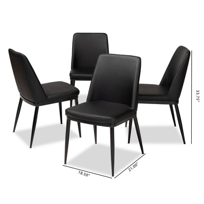 Set Of 4 Darcell Modern And Contemporary Faux Leather Upholstered Dining Chairs - Baxton Studio 4 Set Of 4 Darcell Modern And Contemporary Faux Leather Upholstered Dining Chairs - Baxton Studio - Image 4