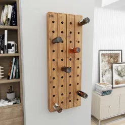 Rustic Wood Wall Wine Rack Brown - Olivia & May -Online Furniture Store GUEST 703168b9 d4f9 49be b86f 5ebe310531ac