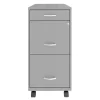 Space Solutions 18 Inch Wide Metal Mobile Organizer File Cabinet For Office Supplies & Hanging File Folders W/ Pencil Drawer & 3 File Drawers, Silver