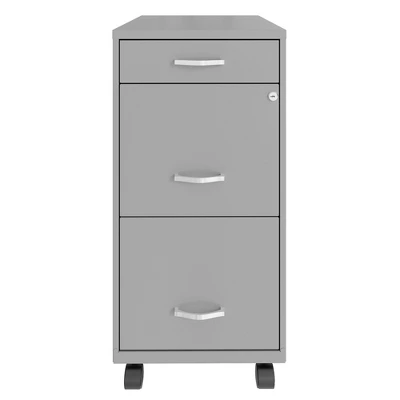 Space Solutions 18 Inch Wide Metal Mobile Organizer File Cabinet For Office Supplies & Hanging File Folders W/ Pencil Drawer & 3 File Drawers, Silver 1 Space Solutions 18 Inch Wide Metal Mobile Organizer File Cabinet For Office Supplies & Hanging File Folders W/ Pencil Drawer & 3 File Drawers, Silver