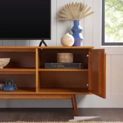 Solid Wood Mid-Century Modern TV Stand For TVs Up To 80" - Saracina Home -Online Furniture Store GUEST 718deacd a6aa 48d3 a2de dc60399694ef