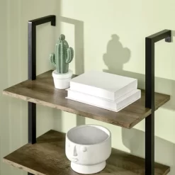 HOMCOM Industrial 5 Tier Ladder Shelf, Wall Mount Storage Shelves Bookcase With Metal Frame, Corner Unit, Plant Flower Rack For Living Room, Balcony, Brown 8 HOMCOM Industrial 5 Tier Ladder Shelf, Wall Mount Storage Shelves Bookcase With Metal Frame, Corner Unit, Plant Flower Rack For Living Room, Balcony, Brown -Online Furniture Store GUEST 71a96e6f 40df 4b7f a429 3788a60a3b30