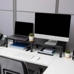 Mind Reader Large Dual Monitor Stand/Riser For Computer Screens Black -Online Furniture Store GUEST 71d19610 262f 4c05 9c57 80dad699b7d4