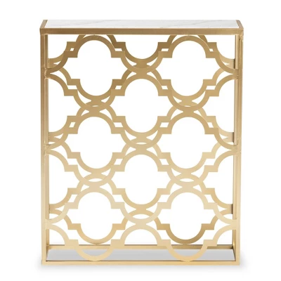 Calanthe Metal With Marble Tabletop Console Table White/Gold - Baxton Studio 2 Calanthe Metal With Marble Tabletop Console Table White/Gold - Baxton Studio - Image 2