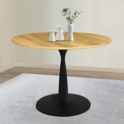 Harrison 35'' Wood Grain Finish Round Top With Metal Base Round Pedestal Dining Table-The Pop Maison -Online Furniture Store GUEST 742405f2 30d3 4f4b b97c 3f28ec7994a0