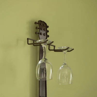 VintiquewiseBlack Metal Guitar Shaped Wine Rack Holder For Living Room, Dining, Or Entryway 2 VintiquewiseBlack Metal Guitar Shaped Wine Rack Holder For Living Room, Dining, Or Entryway - Image 2