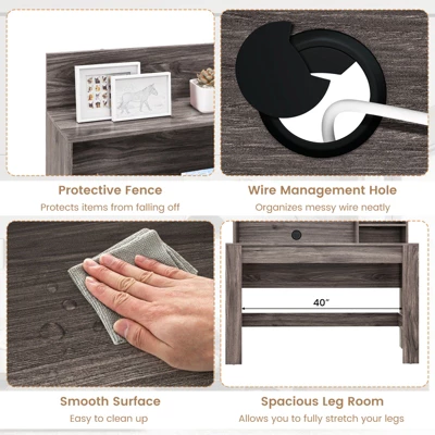 Costway Computer Desk Wooden Writing Desk Modern Home Office Workstation PC Laptop Table For Small Space 9 Costway Computer Desk Wooden Writing Desk Modern Home Office Workstation PC Laptop Table For Small Space - Image 9