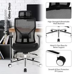 Costway Ergonomic Office Chair High-Back Mesh Chair W/Adjustable Lumbar Support -Online Furniture Store GUEST 74647328 76ca 47e8 af88 2795517ac313