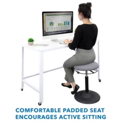 Mount-It! Height Adjustable Ergonomic Standing Desk Stool With Padded Seat & Non-Slip Rubber Base