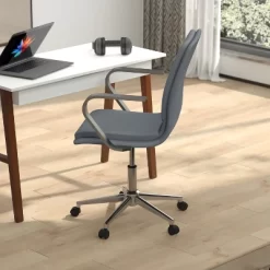 Emma And Oliver Modern Upholstered Mid-Back Home Office Chair With Arms And 5 Star Base -Online Furniture Store GUEST 75fc04c1 fcd1 4134 bd65 fc1b92bbef41