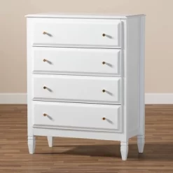 4 Drawer Naomi Wood Bedroom Chest White/Gold - Baxton Studio -Online Furniture Store GUEST 76060047 009a 4659 ba70 622b358013a4