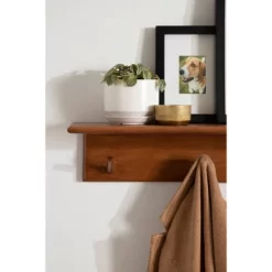 36" X 5" Alta Wood Shelf With 5 Posts Walnut Brown - Kate & Laurel All Things Decor -Online Furniture Store GUEST 766dbf52 920b 4dd0 ab0c 3373e029a925