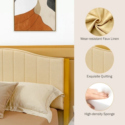 Costway FullQueen Size Upholstered Bed Frame Mattress Foundation Platform Quilted Headboard 8 Costway FullQueen Size Upholstered Bed Frame Mattress Foundation Platform Quilted Headboard - Image 8