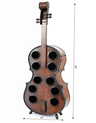 Vintiquewise Decorative 10 Bottle Wooden Cello Shaped Wine Rack 53" Inch Floor Violin 4 Vintiquewise Decorative 10 Bottle Wooden Cello Shaped Wine Rack 53" Inch Floor Violin - Image 4