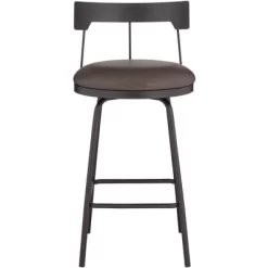 Elm Lane Metal Swivel Bar Stool Matte Black 26" High Rustic Brown Leather Cushion With Low Backrest Footrest For Kitchen Counter Home 13 Elm Lane Metal Swivel Bar Stool Matte Black 26" High Rustic Brown Leather Cushion With Low Backrest Footrest For Kitchen Counter Home -Online Furniture Store GUEST 772a397c 8461 4c1d a41f 1c1d26b1b19e