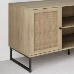 47" Mina Rattan And Wood 2 Door TV Cabinet For TVs Up To 59" Light Oak/Matte Black - Nathan James -Online Furniture Store GUEST 78e3d4d7 ea71 4701 8d77 788b525784ac