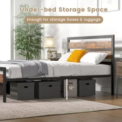 Costway Full/Queen Industrial Metal Platform Bed Frame Rustic Headboard Mattress Foundation -Online Furniture Store GUEST 795cf580 e2e4 413c b4e1 c9ea903940ee