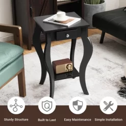 Costway 2PCS End Table Accent Side Table Nightstand W/ Drawer & Bottom Shelf 16 Costway 2PCS End Table Accent Side Table Nightstand W/ Drawer & Bottom Shelf -Online Furniture Store GUEST 79a2864f ea3e 471a 9c28 2777099d9b89