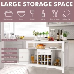 Costway Storage Buffet Sideboard Table Kitchen Sever Cabinet Wine Rack White -Online Furniture Store GUEST 7a3f0086 69f6 4fb6 8b3a cca59809a4ae