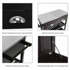 Costway Rolling Kitchen Island Trolley Cart Stainless Steel Flip Tabletop W/ Drawer Brown 14 Costway Rolling Kitchen Island Trolley Cart Stainless Steel Flip Tabletop W/ Drawer Brown -Online Furniture Store GUEST 7af2353c c860 4a6d a8c9 a2c31f614158